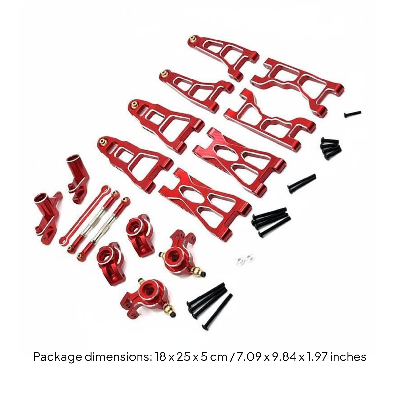 harayaa Kit de Mejora de Coche RC con Brazos Oscilantes Superiores E Inferiores de Aleación de Aluminio 6061 para Modelos UD1201 UD1202 y UD12PRO Adecuado, Rojo+Plata