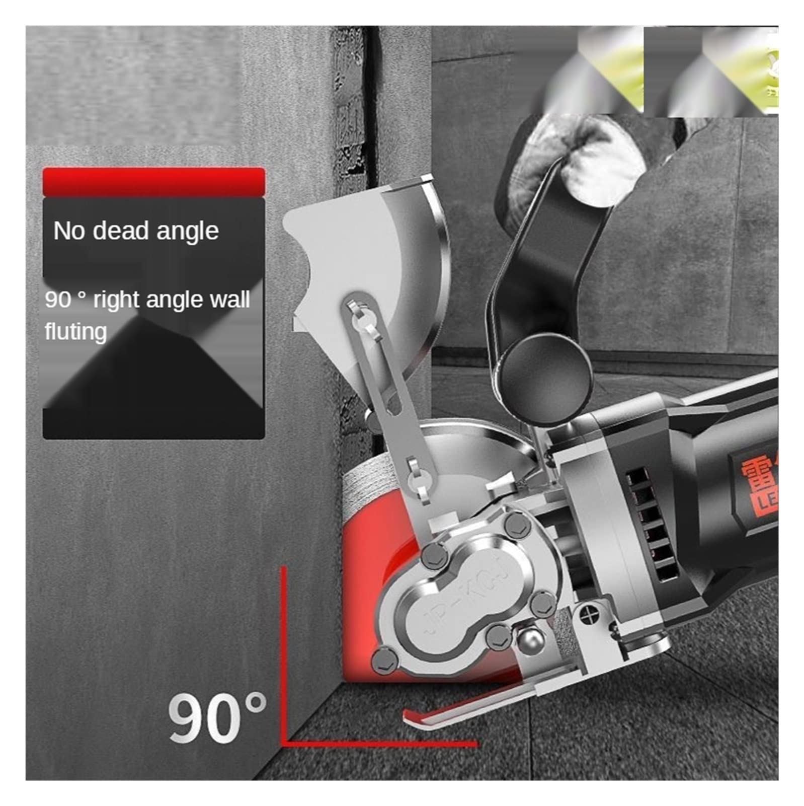 Rozadora de pared, Máquina de ranura de 5800W for instalación de agua y electricidad Ingeniería sin polvo Pared de cemento Trunking Línea oscura Electricista,Potencia de corte más potente(C)