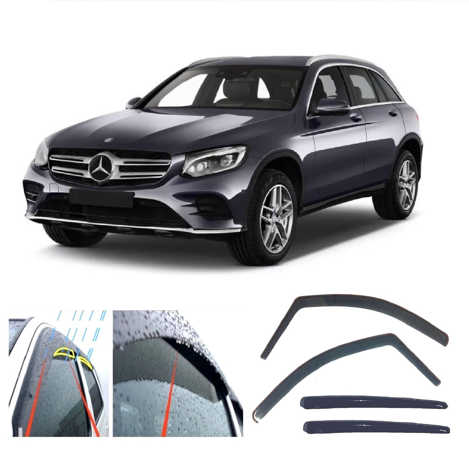 4x Windabweiser für Mercedes Benz GLC Klasse (X253) 2015 2016 2017 2018 2019 2020 2021 2022 2023
