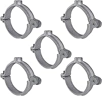 Highcraft HINGG-112-5 1-1/2 Inch Galvanized Hinged Split Ring Pipe Hangers (5 Pack) - Rust-Resistant Industrial Decor & Plumbing Brackets