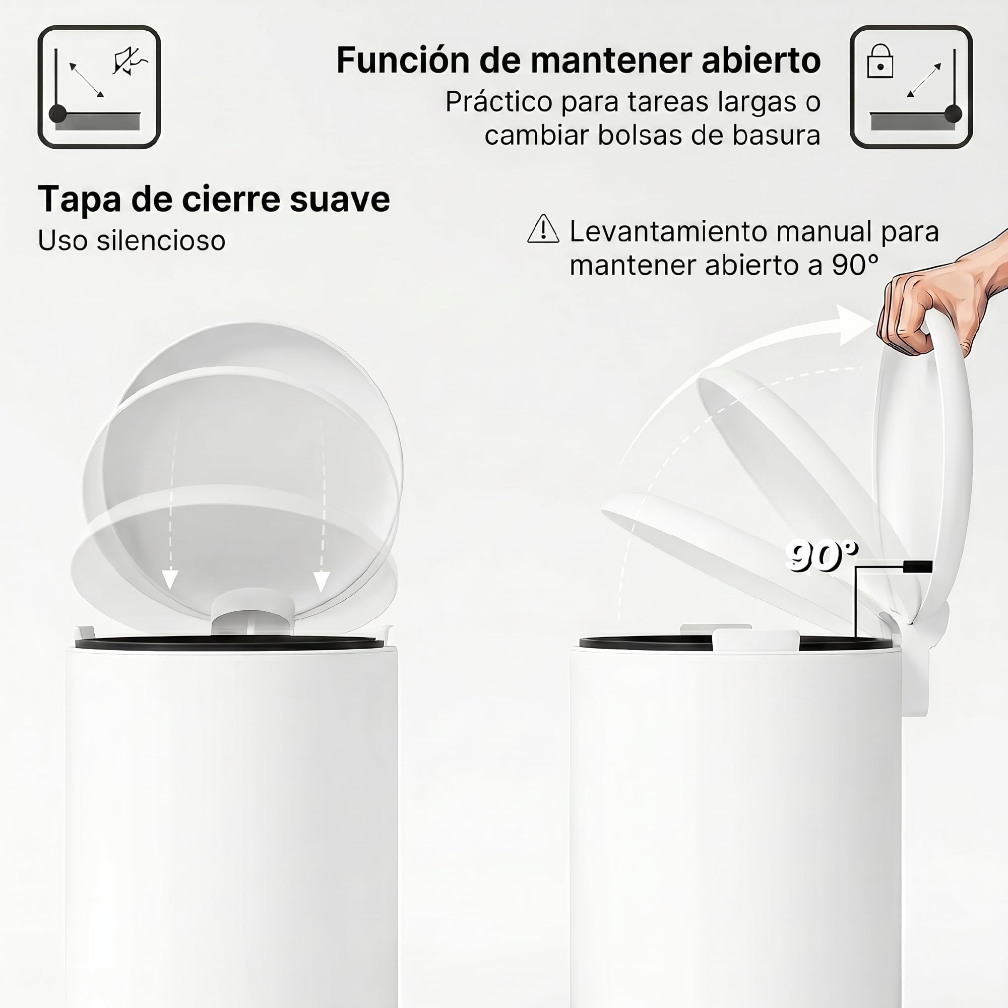 HOMCOM Cubo de Basura para Cocina 30L Papelera de Cocina con Pedal Tapa de Cierre Suave y Cubo Extraíble para Dormitorio Oficina Estudio Salón Crema