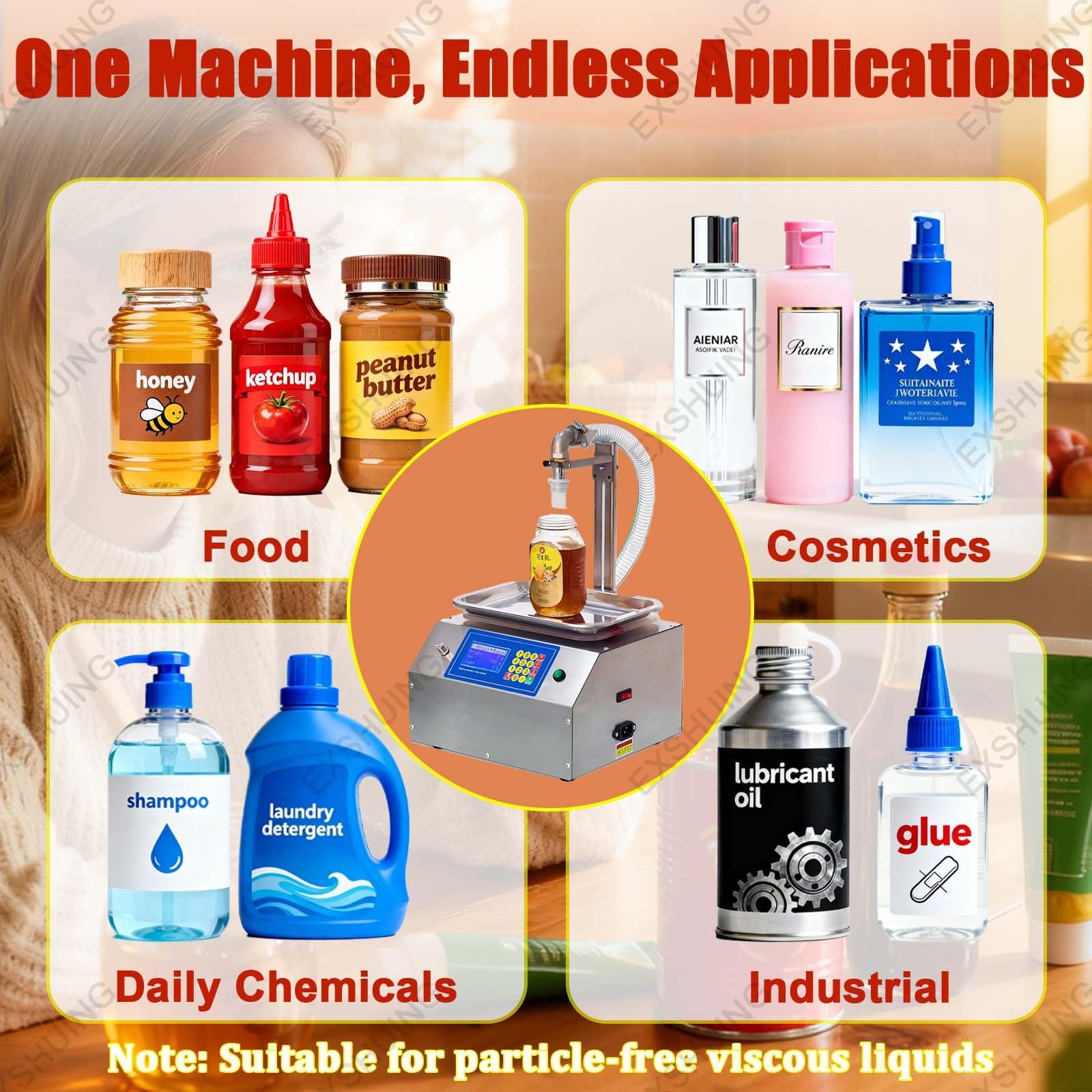 Riempitrice automatica per liquidi, riempitrice professionale per liquidi viscosi Con tubo di ingresso da 1,5 m (59") e controllo digitale,prodotti chimici, colla, salsa(Plastic pump)