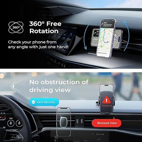 Miniatura 22 de LISEN - Soporte magnético para teléfono de automóvil [Fácil de instalar] Soporte para teléfono de automóvil [6 imanes fuertes] Soporte para teléfono