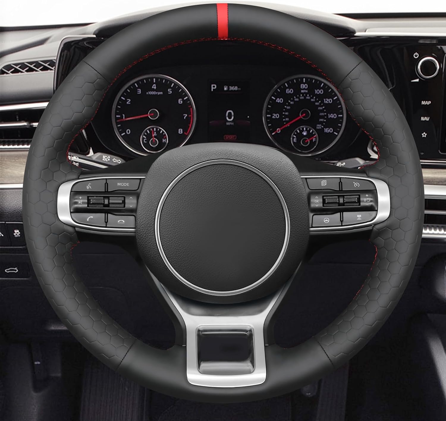 MEWANT Hand Stitch Steering Wheel Cover Wrap for Kia Sportage 2022-2023 / K5 (GT/GT-Line) 2021-2022 Steering Wheel Accessories for Kia Sportage K5(for O-Shape)