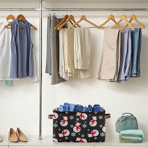 Miniatura 7 de Cesta de almacenamiento de copo de nieve de invierno con diseño de muñeco de nieve, cestas de tela para lavandería, decoraciones de Navidad, cajas