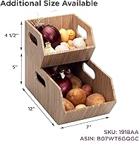 Vista 6 de Mobilevision Contenedores de almacenamiento de bambú versátiles XL para despensa y armario de cocina, multiusos, juego de 2 piezas apilables cubos