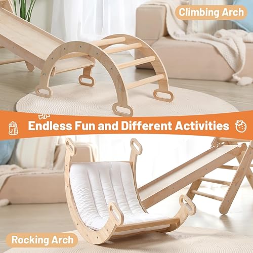 Miniatura 4 de Juguetes de escalada de madera 5 en 1 para niños pequeños  Triángulo de escalada plegable, escalador de arco, rampa de escalada  Juguetes Montessori