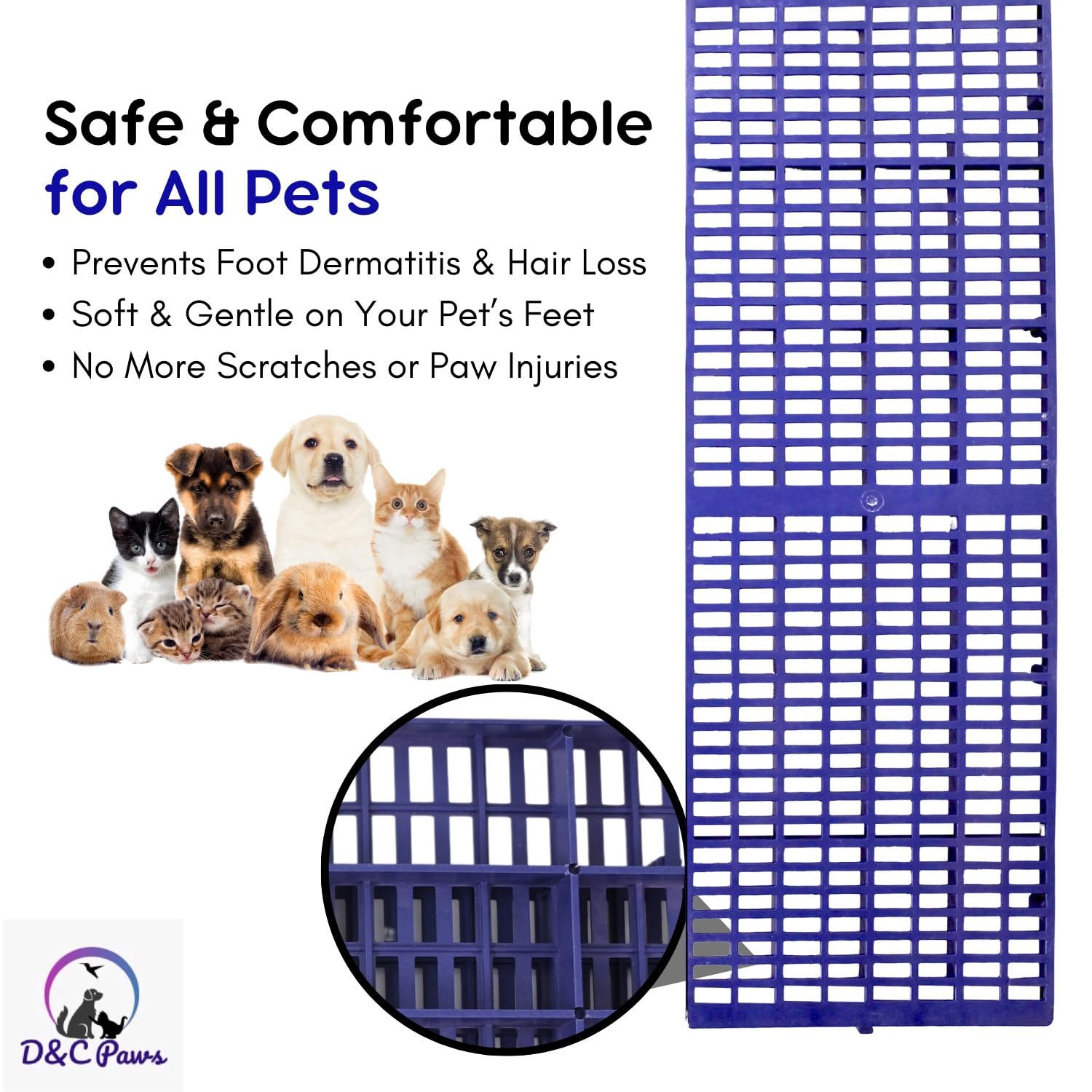 D&C PAWS Pet Plastic Floor Mat 36 x 12 Inch Heavy Duty Waterproof Flooring Bed Mat Ideal for Dogs/Cat/Rabbit/Goat (Blue, Pack of 2) 4