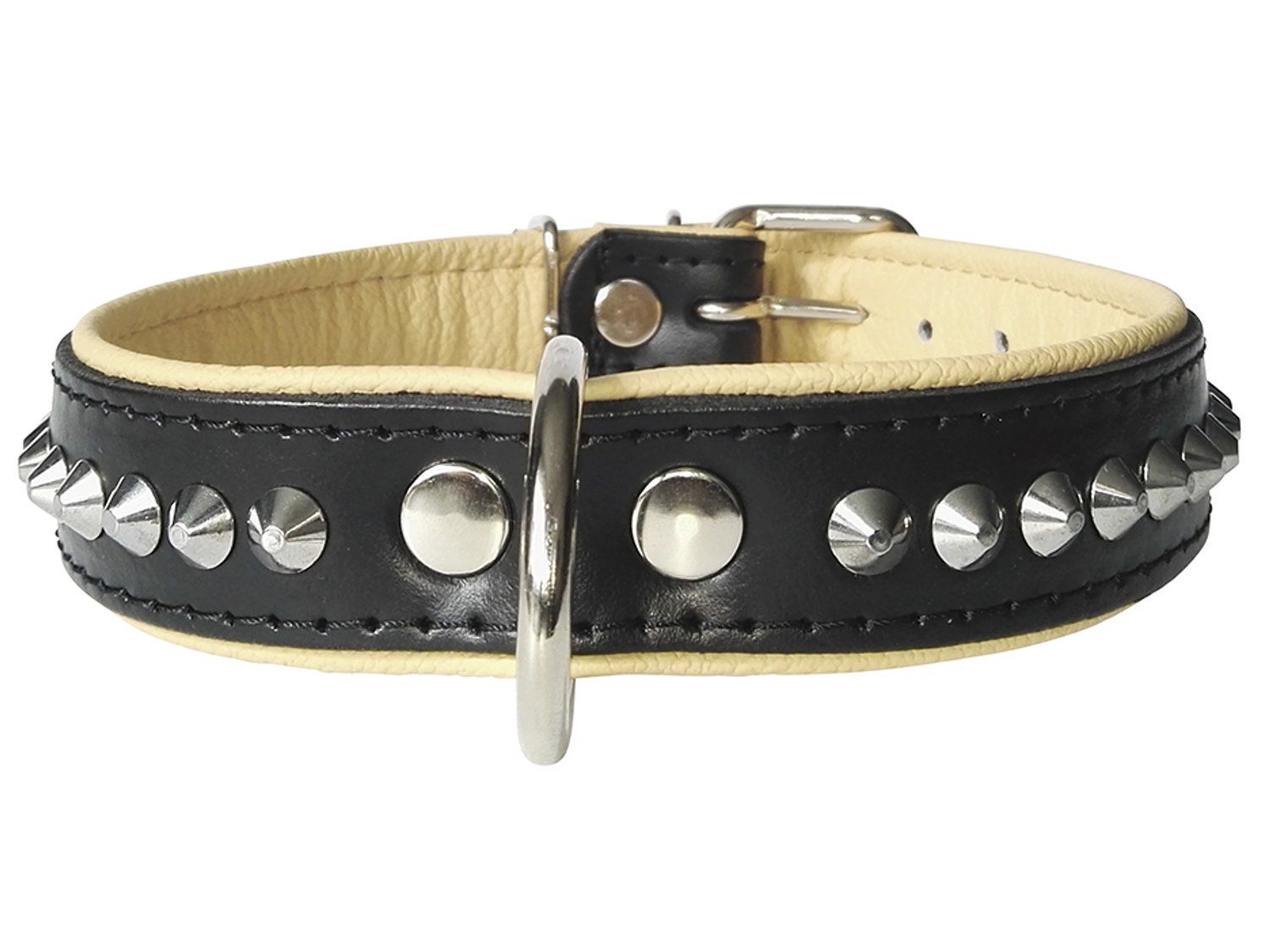 Bear&Goodies leather dog collar, with elegant rivets, width is 1.2" (3 cm)