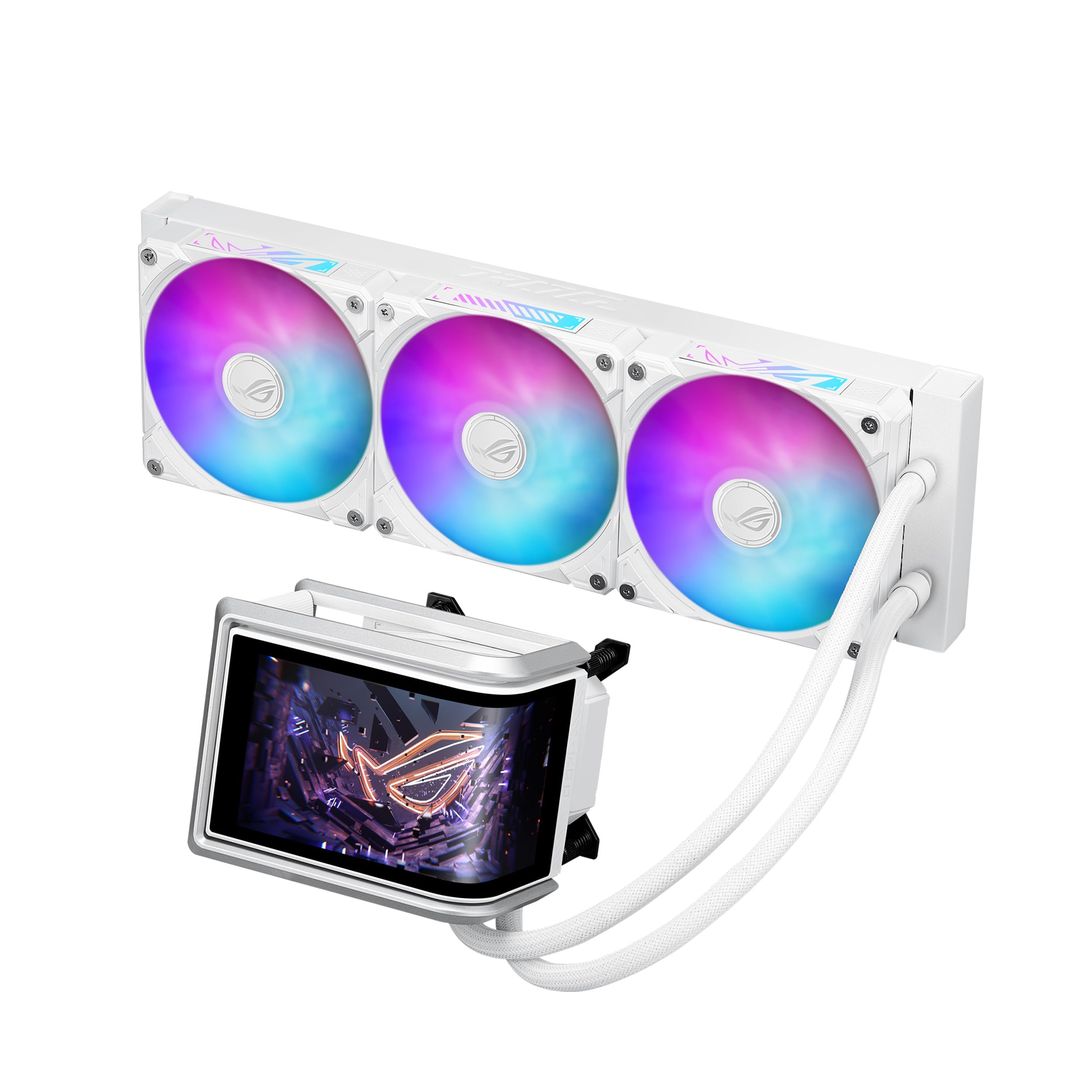 ASUS ROG RYUO IV 360 ARGB White with Curved 6.67-inch AMOLED Display That Supports 3D-Effect Video or Customizable System Stats, Plus Asetek Emma Gen8 V2 Pump and pre-Mounted Daisy-Chained ARGB Fans-image-11