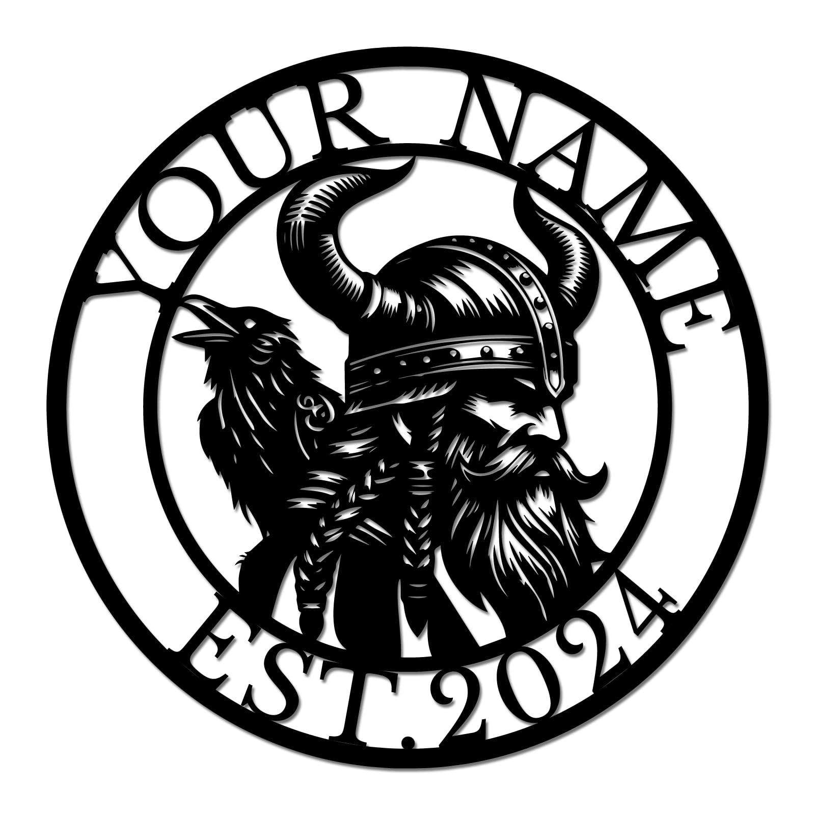 Ecentricart Men's Style-5 Personalized Viking Metal Sign, Custom Norse Name Wall Art, Viking Home Decor, Nordic Mythology Gift For Rustic Man Cave Plaque (Style-5)