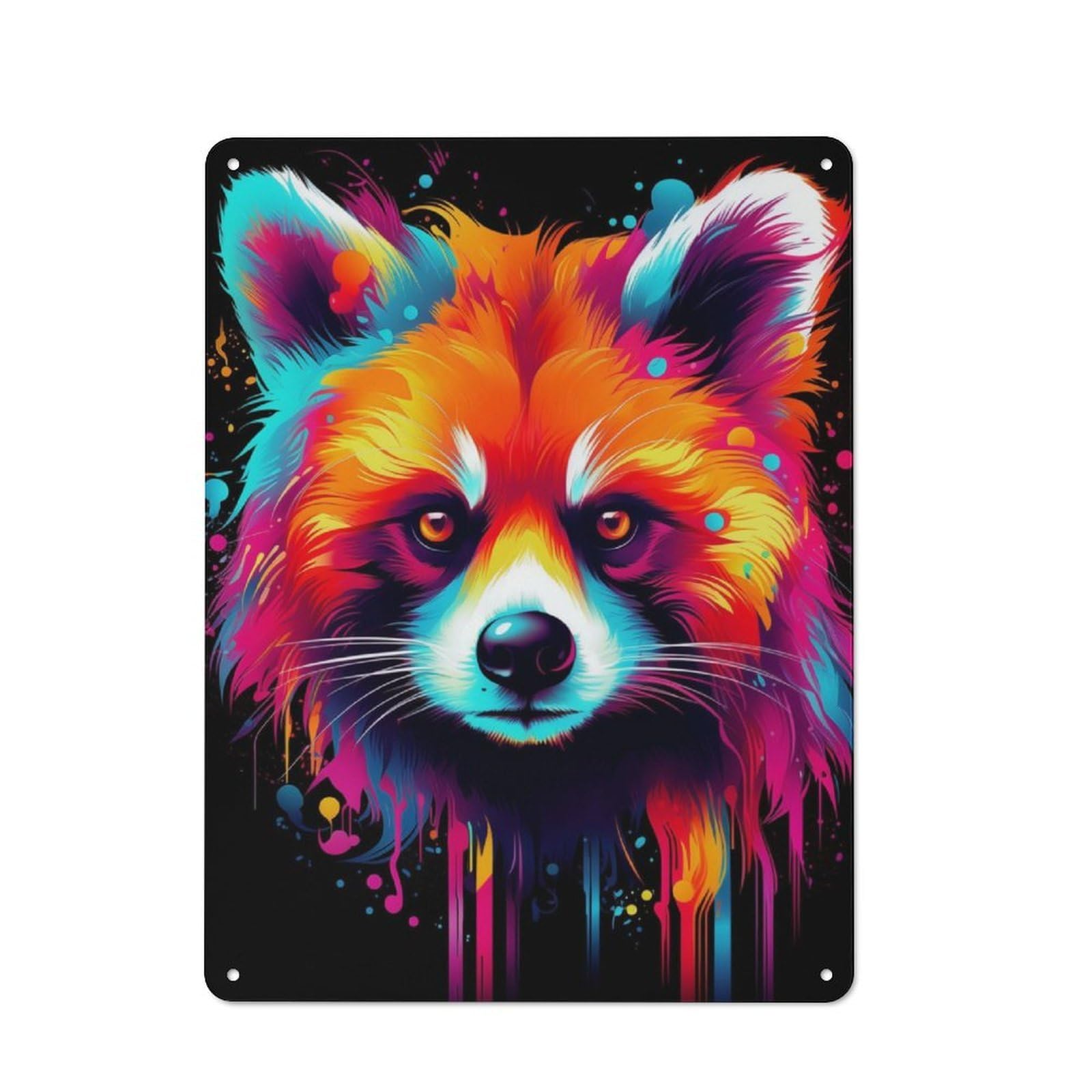Neon Red Panda Shed Style Metal Wall Decor 40x30cm, Tin Sign for Conservatory, Home Bar Or Utility Room