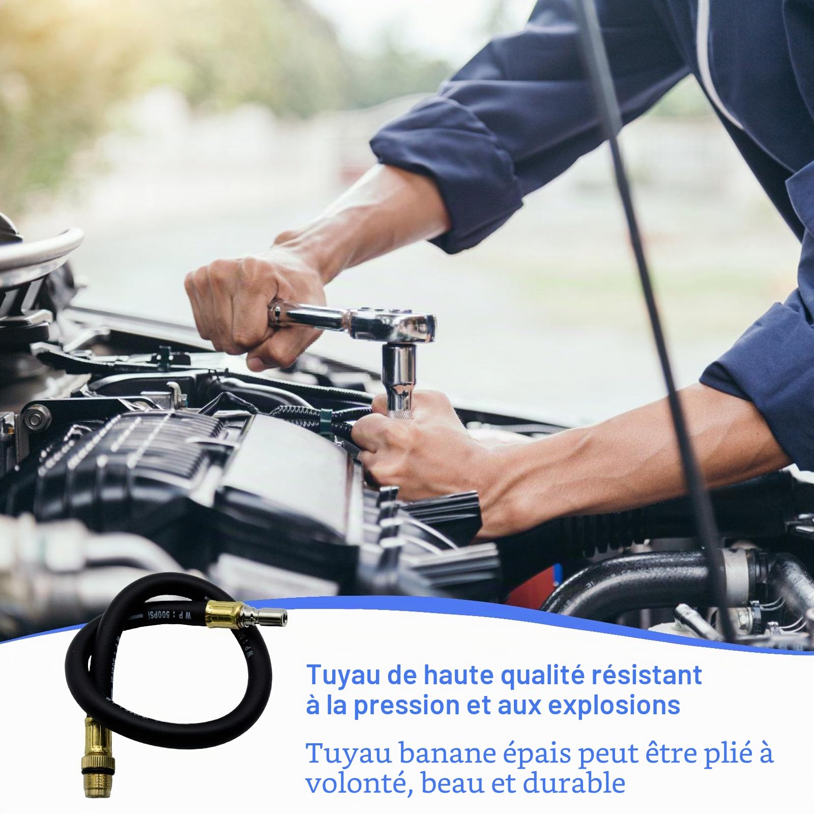 0-140 PSI Manomètre de carburant : Kit de testeur de pression de carburant TU-114, pompe d’injection de pression, testeur de pression pour essence, auto, camion, moto, outil de diagnostic, détection