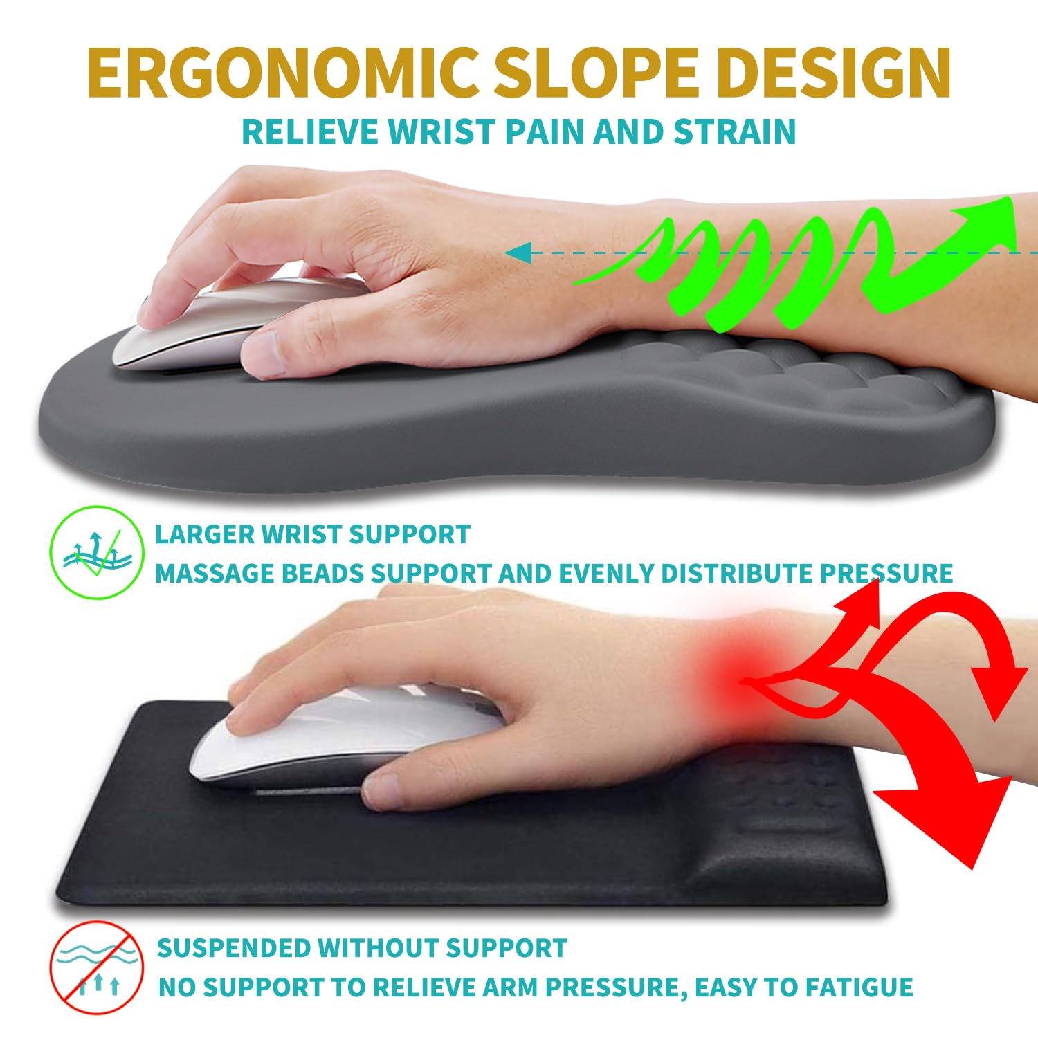 Tappetino Mouse Con Supporto In Gel Per Polso, Soffice, Colore Rosa, Generico