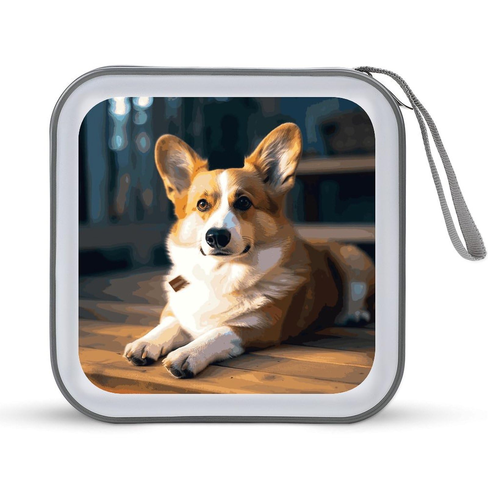 JTREHY Smart Corgi CD Case 40 Capacity CD/DVD Case Holder Disc Storage Organizer Wallet Bag Portable Zipper CD Case Holder for Car Home Office Travel