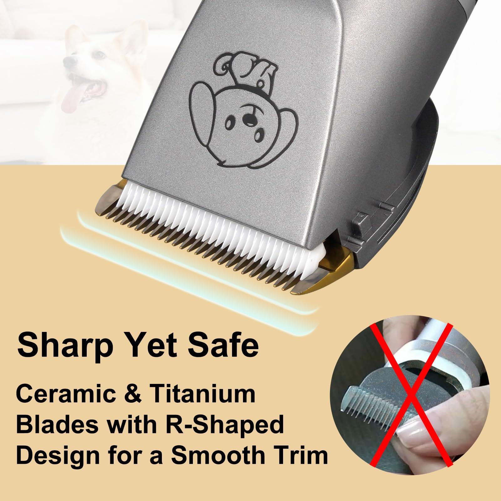 Dog Grooming Clippers Kit, Upgraded Cordless Professional Pet Clippers, Low Noise Dog Trimmer with Ceramic Blades - Image 2
