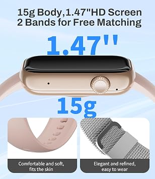 LIGE Smart Watches for Women (Answer/Make Call) 1.47 Touch Screen Fitness Tracker,Sleep Tracker/Calories Burned/ IP68 Waterproof 111 Sport Modes Pedometer for Android iOS,Rose