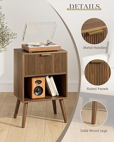 Miniatura 6 de Mesita de noche, mesa auxiliar pequeña, mesita de noche con cajón, mesita de noche moderna, mesa auxiliar para dormitorio, sala de estar (a rayas de