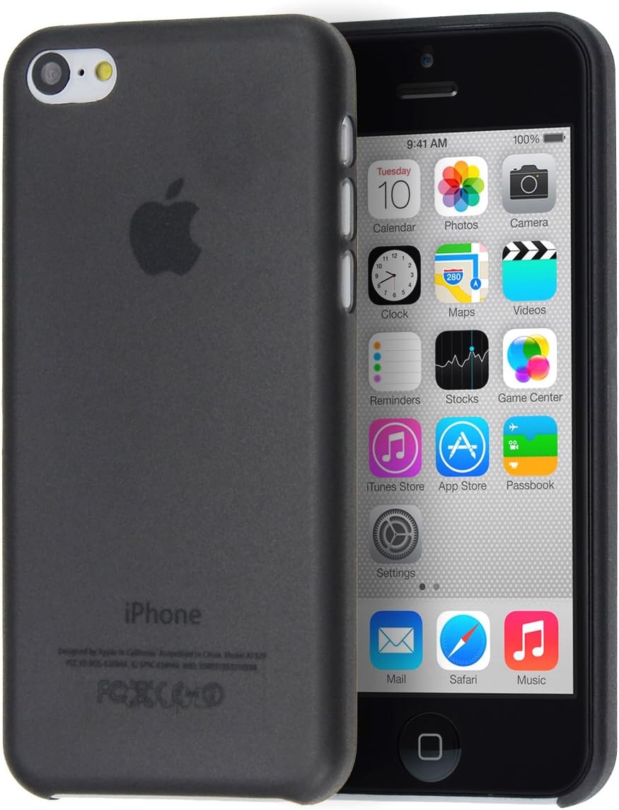doupi UltraSlim Cover for iPhone 5C, Fine Mat Feather Light Bumper Protector Sleeve Skin Case, Black