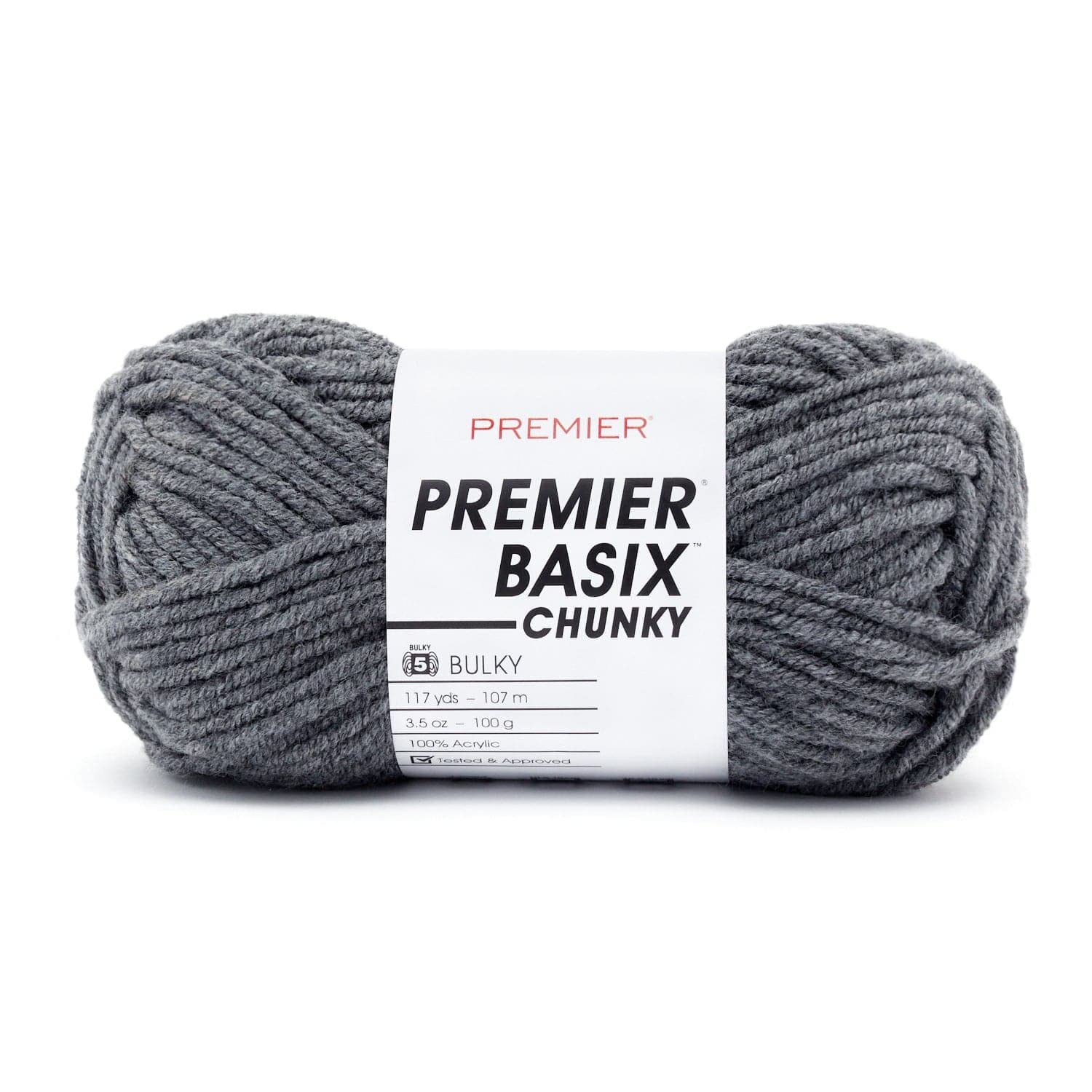 Premier Yarns Basix Chunky Yarn hilado grueso gris acero para agujas grandes y ganchillo