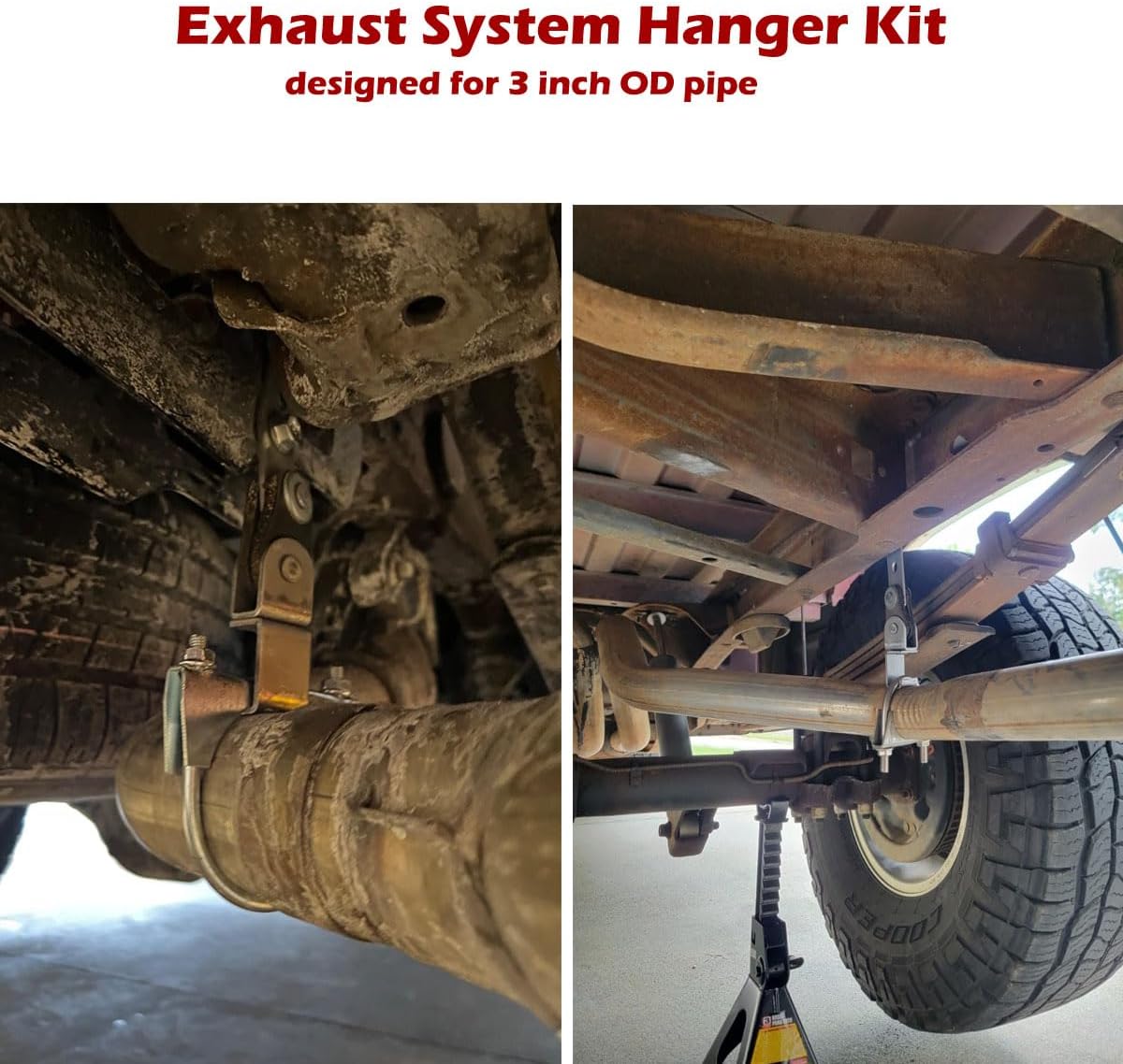 1 Pack Exhaust Pipe Hanger to Fit 3'' TailPipe, 2pcs Kit of Swivel Exhaust Hanger and 3 inch U-Bolt Exhaust Clamp, Universal Tailpipe Bracket U-bolt Exhaust Muffer Clamp (3 inch)
