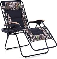 Vista 19 de PHI VILLA Silla XXL de Gravedad Cero Acolchada de Tamaño Extra Grande, Silla Reclinable Plegable para Patio, Asiento de 30 Pulgadas de Ancho