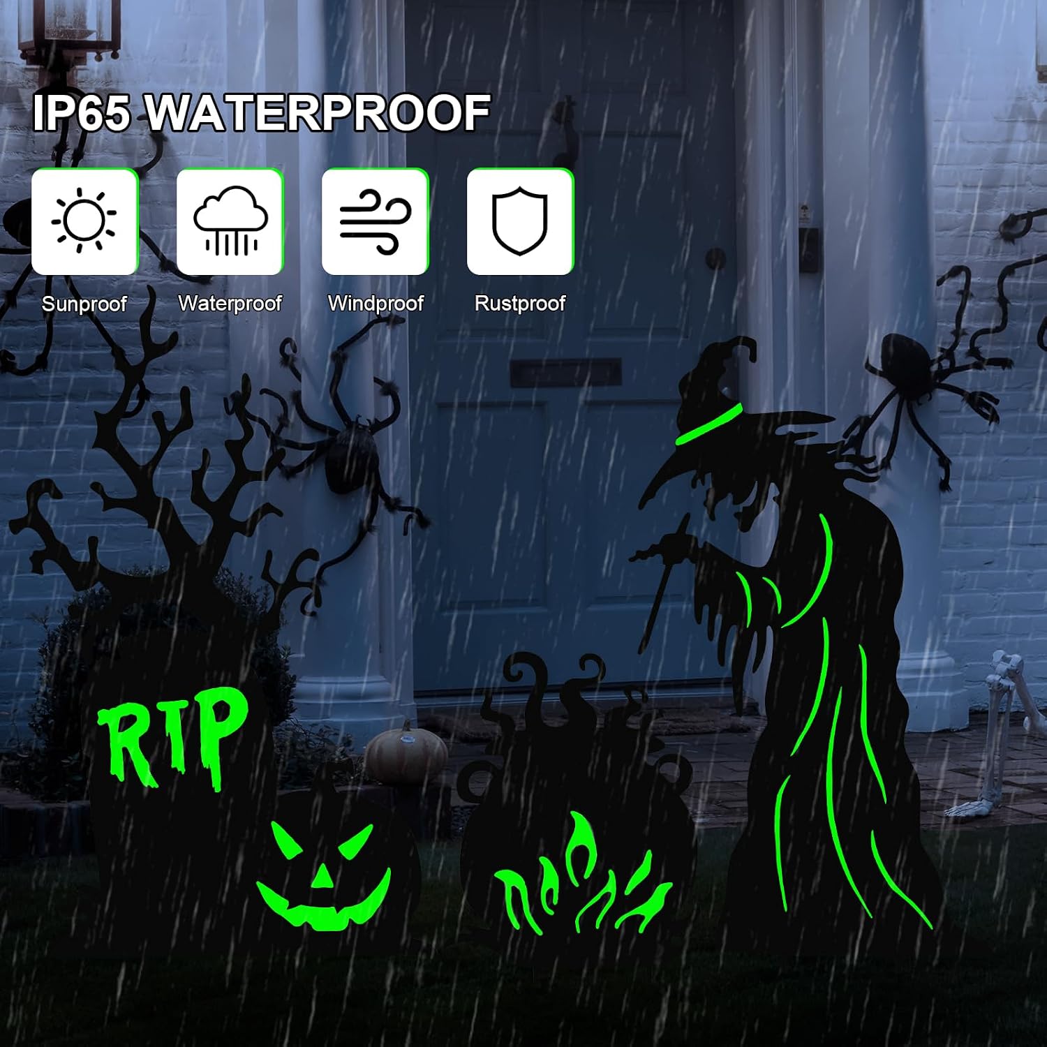  3 Pcs Halloween Witch Yard Signs Metal Stakes Outdoor Decoration thumbnail