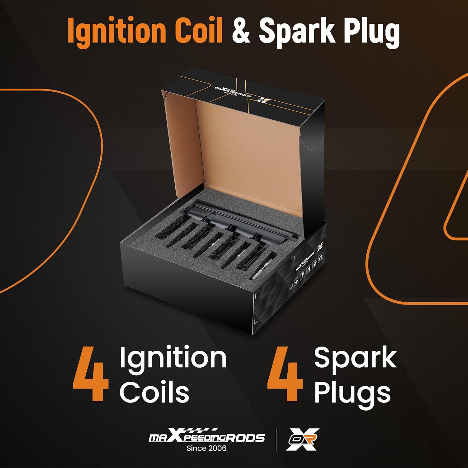 maXpeedingrods UF669 Ignition Coil Pack XP3922 Spark Plug for Chevrolet Buick L4 1.4L Engine, 2011–2015 Cruze, 2012–2019 Sonic, 2015–2019 Trax, 2013–2019 Encore (Set of 4)