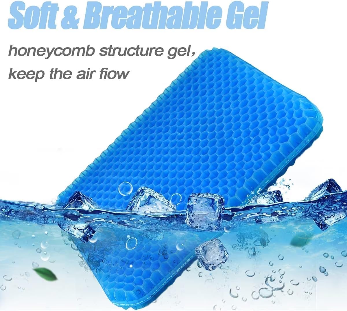 Cojín de gel grande | Cojín de gel para silla de ruedas de panal para conducir, viajes en avión, ortopédico, coxis, oficina, úlceras por presión, ciática, asiento de estadio FC705-4 (azul L