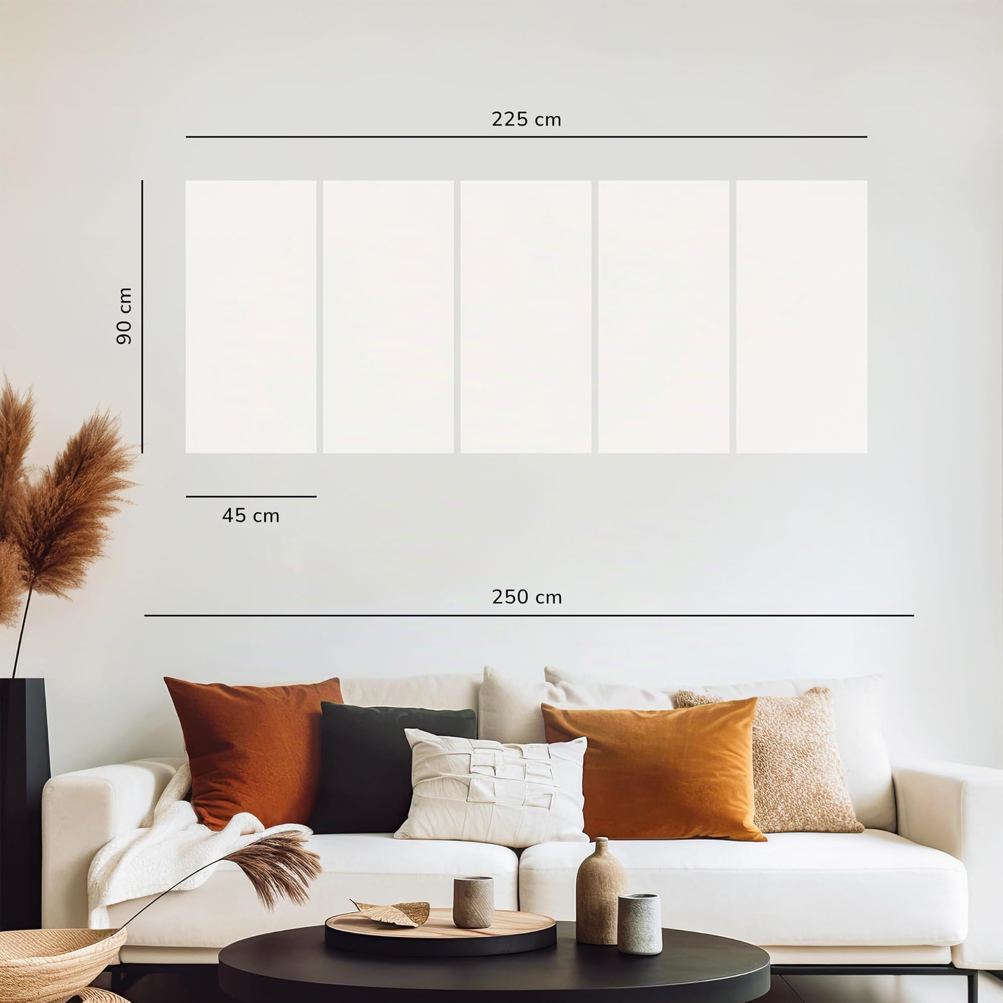 decomonkey Bilder Hirsch 225x90 cm 5 Teilig Leinwandbilder Wandbild Tiere | Bild auf Leinwand, Kunstdruck, Wanddeko, Wohnzimmer, Wanddekoration, Wald, Natur
