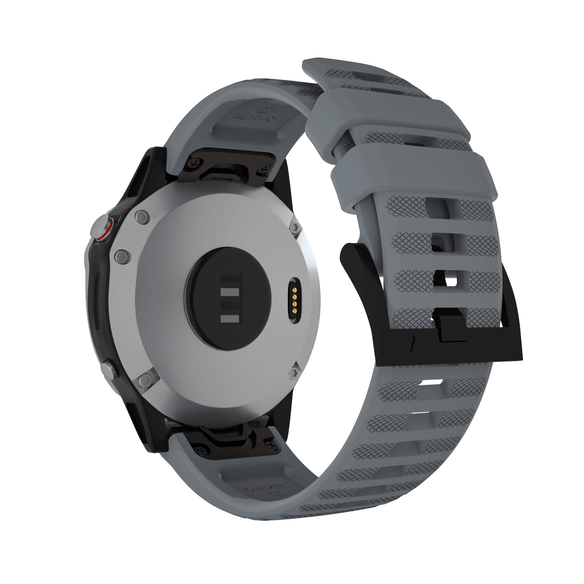 DKEnjoy Soft Silicone Quick Release Wristband Replacement Band Bracelet Watch Strap Compatible for Garmin Fenix 6 Smartwatch (Gray)