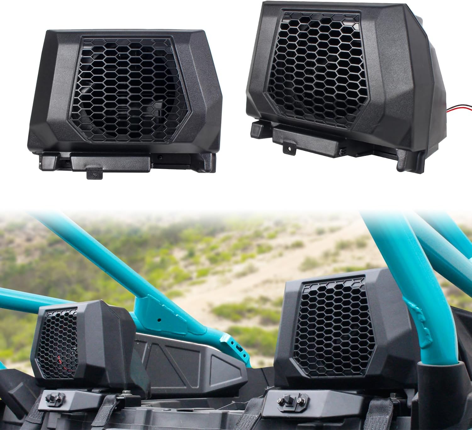 Pair 6.5" Speaker Pods Rear Seat Speaker Enclosures with Mount Brackets Compatible with Polaris RZR PRO XP/R/S 2025 2 and 4 Seater Accessories