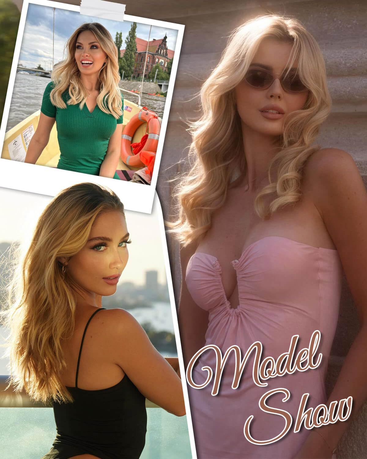 Ms Taj Haarteile für Damen, 40cm Blonde with Dark Root Welliges Synthetik Haarteile für Frauen mit dünner werdendem Haa Haarteil