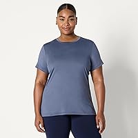 Vista 130 de Yaxa Essentials Camiseta de manga corta con cuello redondo para mujer, de secado rápido, para entrenamiento, gimnasio, paquete múltiple Tinte