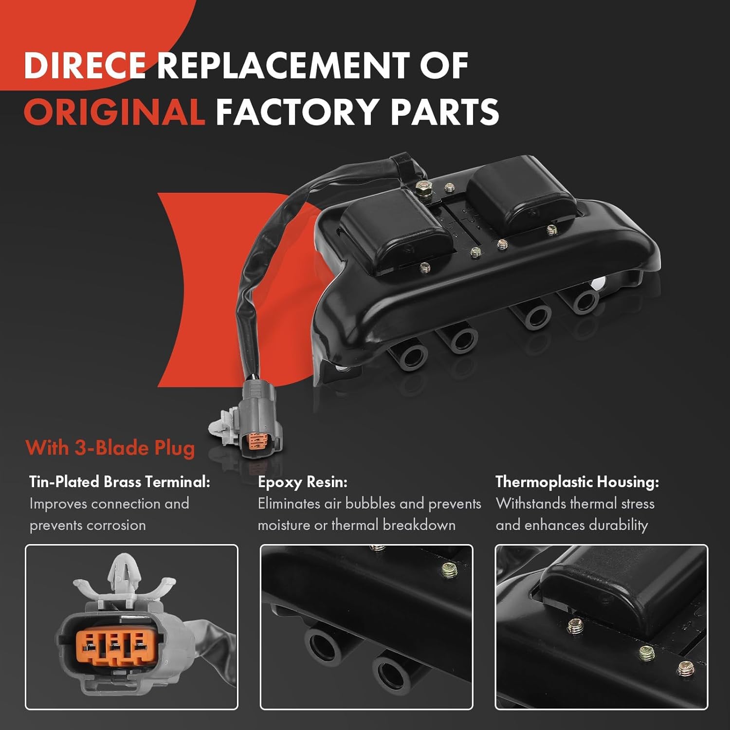 A-Premium 1 Ignition Coils with 4 Wire and 4 Iridium Spark Plugs Compatible with Mazda Miata 1990 1991 1992 1993 1.6L