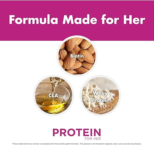 Miniatura 6 de FoxyFit Proteína para ella, polvo de proteína de suero de vainilla con CLA y biotina para un brillo saludable (1.85 libras)