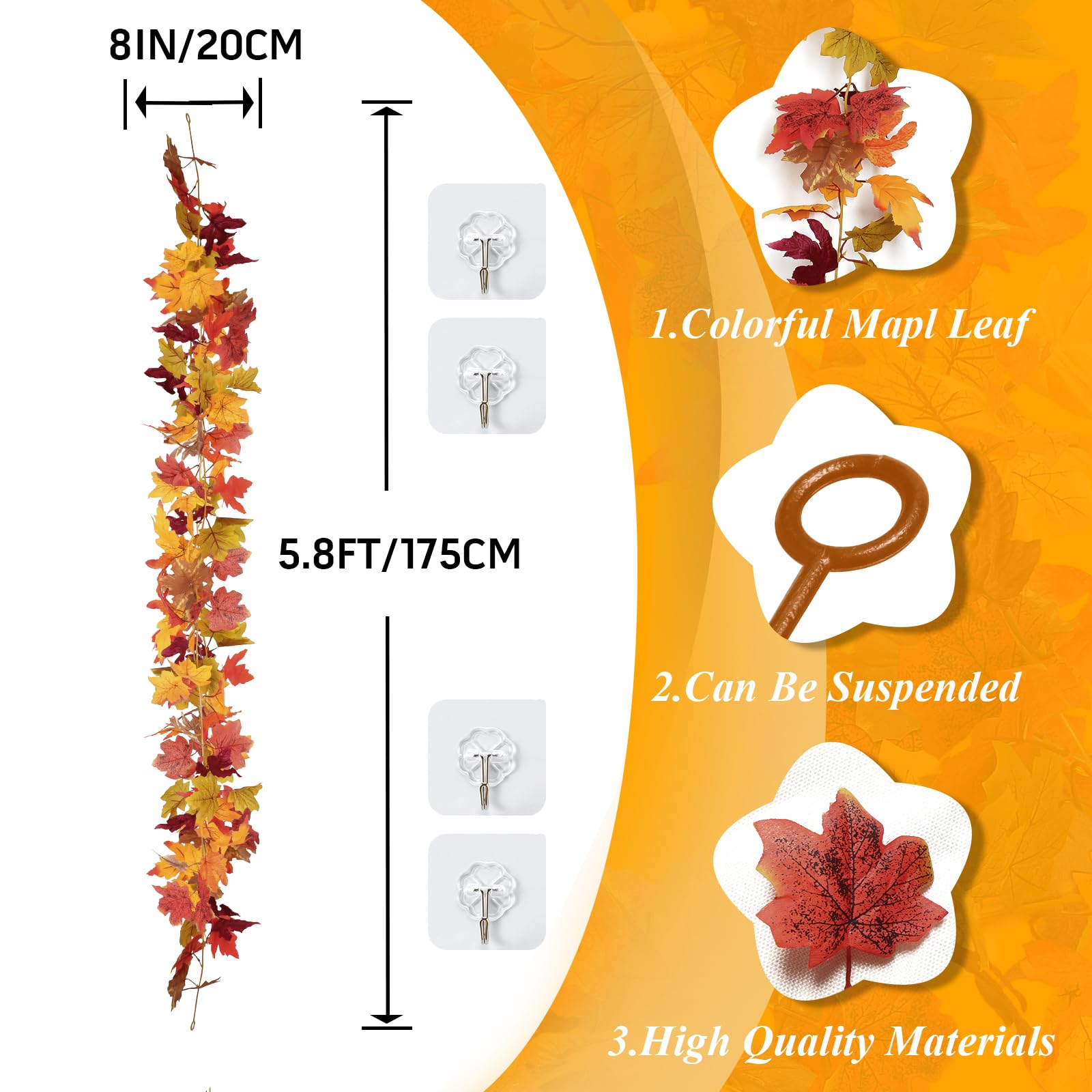 Fall Maple Leaves Garland - Thanksgiving Decor -2