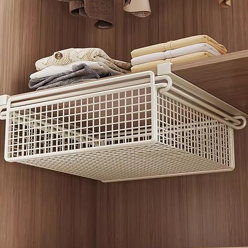 Miniatura 7 de Hanging Cabinet Bin Drawer Multifunctional Under Shelf Storage Basket Bedroom Wardrobe Shelf Installation