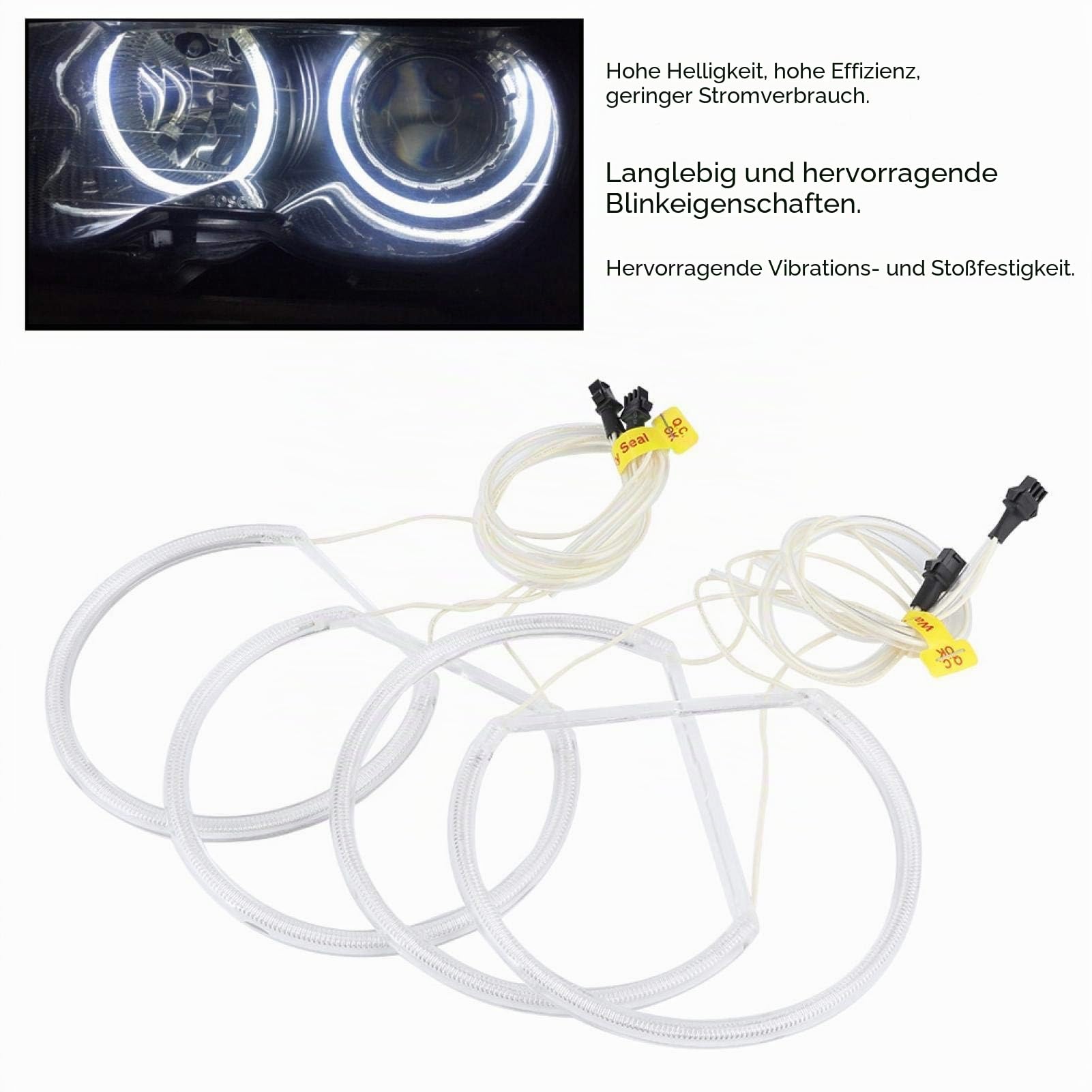 BigKing Angel Eyes Halo-Ringe, Auto Weiß CCFL Angel Eyes Halo-Ringe High Brightness Light Fit für E46