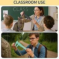 Vista 3 de TamBee Calibre Vernier de plástico, mini pinza de 5.906 in para estudiantes de escuela, pinza de doble escala, joyería para cejas, regla de medición