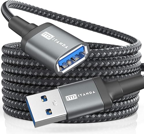 ITD ITANDA USB Extension Cable 1.5FT USB 3.0 Extension Cord Type A Male to Female 5Gbps Data Transfer for Keyboard, Mouse, Playstation, Xbox, Flash Drive, Printer, Camera and More (1.5FT, Grey)