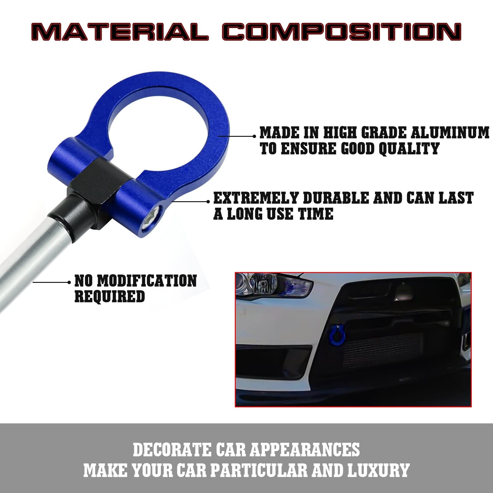 RED JDM FOLDING RING SCREW ON FRONT/REAR BUMPER TOW HOOK FOR