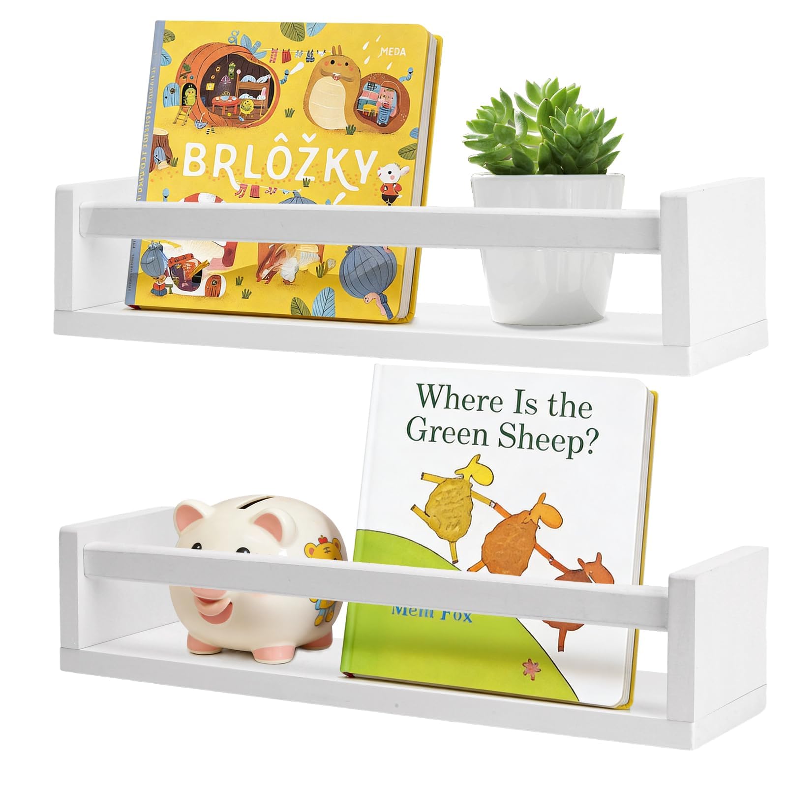 VirtuGro 2 Pack Nursery Book Shelves 16.5 Inch Floating Shelves for Wall — image 1