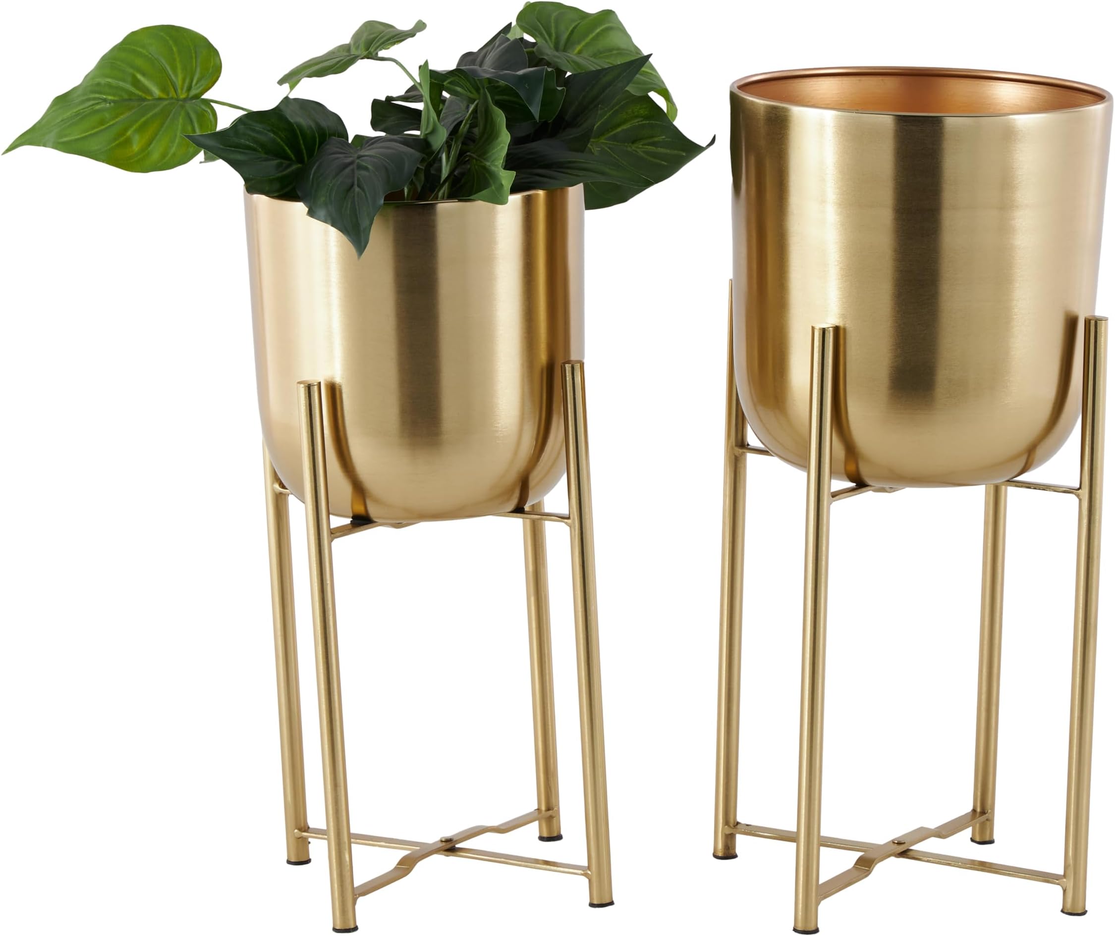 CosmoLiving by Cosmopolitan Metal Dome Planter with Removable Stand, Set of 2 19 Inch, 22 InchH, Gold