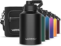 Watersy 1 Gallon Insulated Water Bottle - 128oz Stainless Steel, BPA-Free Leak-Proof Jug with Handle, Cold 48 Hrs for Gym, Hiking, Camping