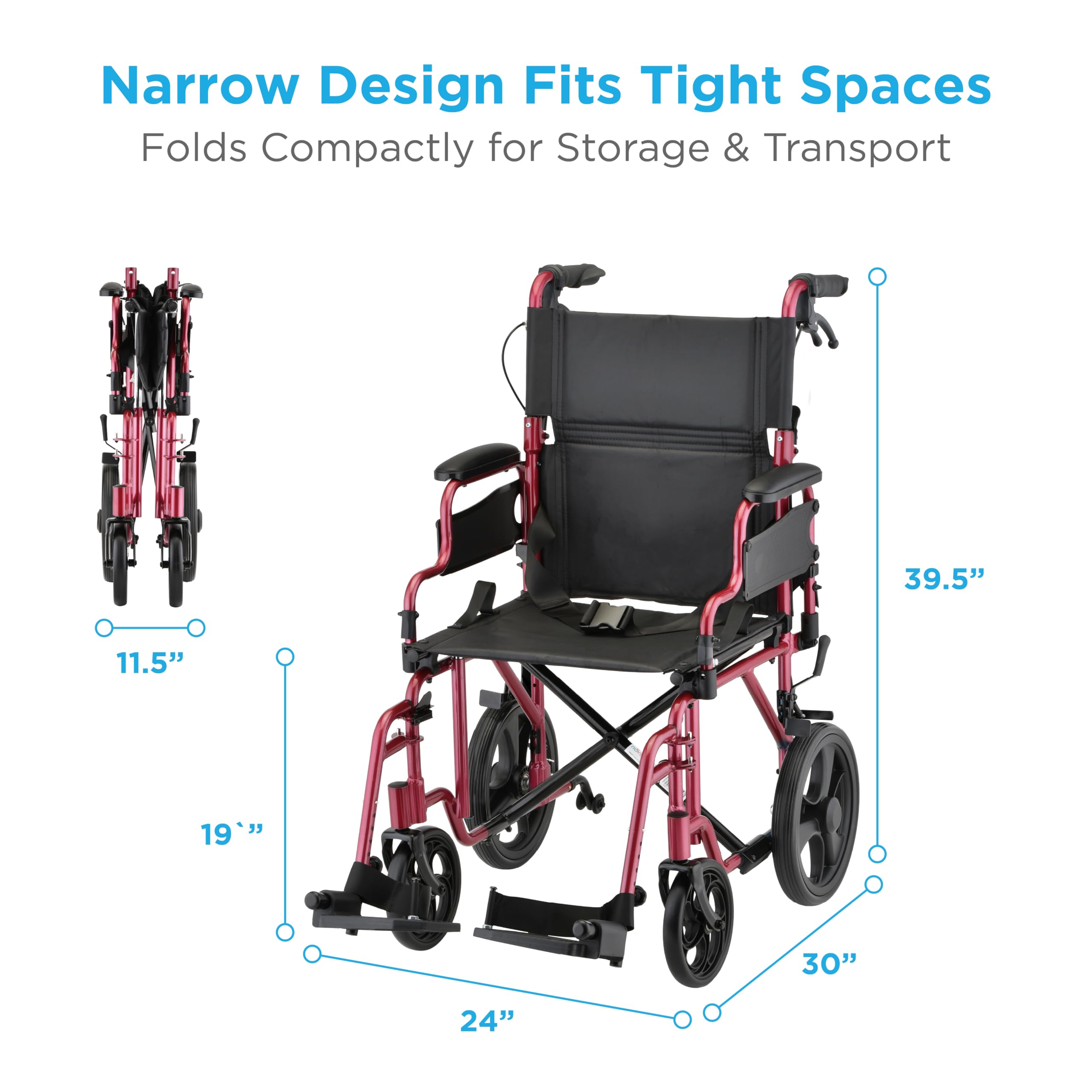 NOVA Folding Transport Chair - Lightweight & Portable -5 NOVA Folding Transport Chair - Lightweight & Portable -5