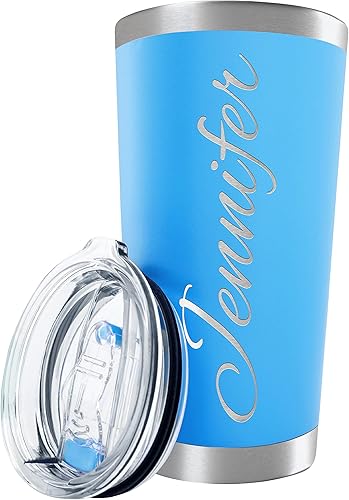 Vaso personalizado con nombre grabado, 12 diseños, vaso de café de 20 onzas con tapa deslizante, aislamiento de doble pared, regalos personalizados