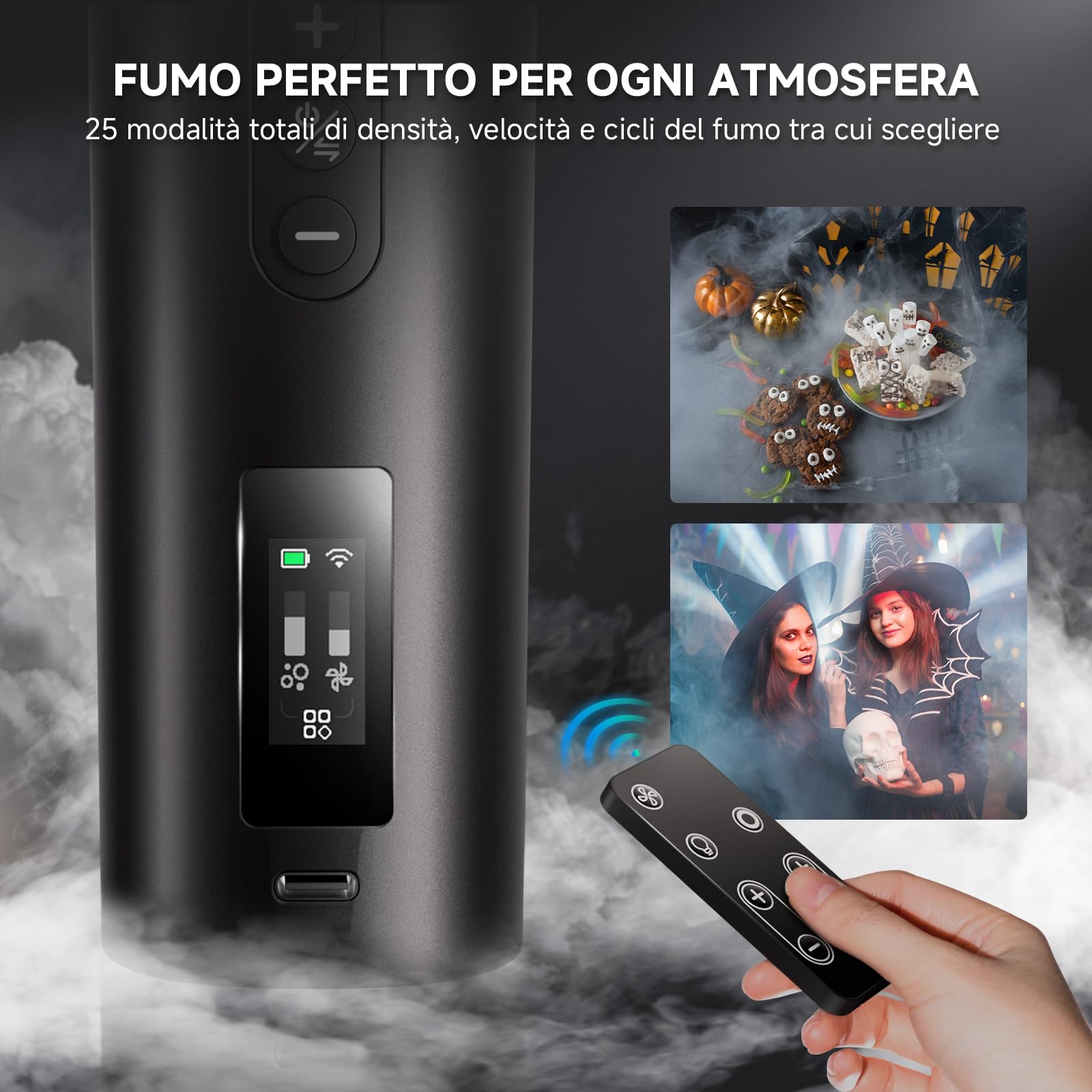 COLBOR Macchina del Fumo Ricaricabile da 40W con Telecomando, CF5 Mini Macchina per Nebbia Portatile con Ventilatore RGB per Fotografia, Feste al chiuso e all'aperto, Halloween, Cosplay