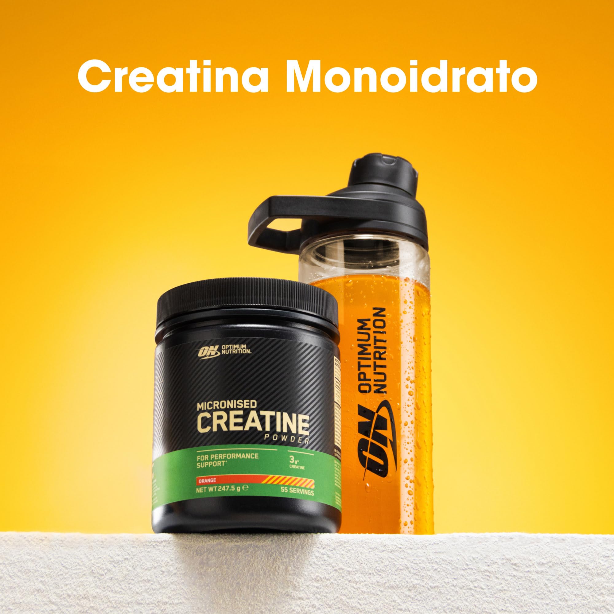 Optimum Nutrition Creatina Micronizzata in Polvere, Gusto Arancia, 247.5g, 55 Porzioni