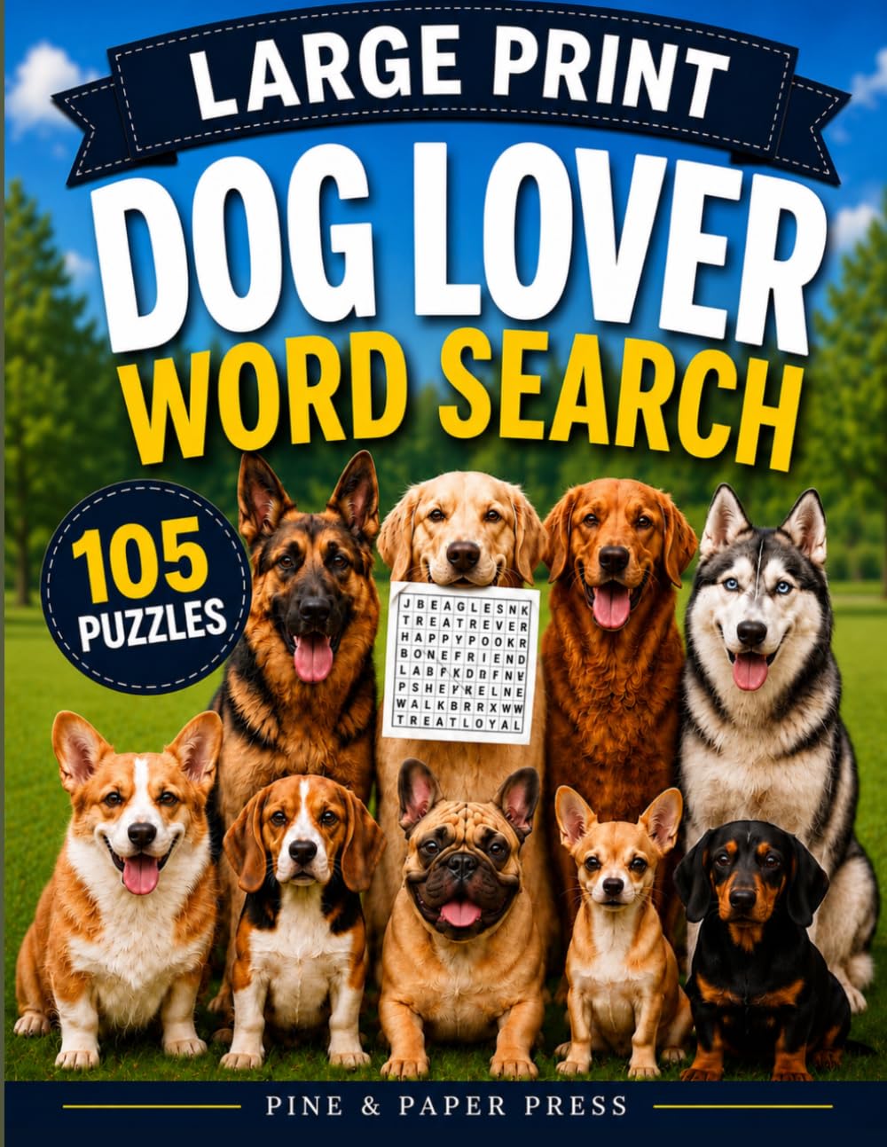 Dog Lover Large Print Word Search: 105 Fun Puzzles for Dog Lovers